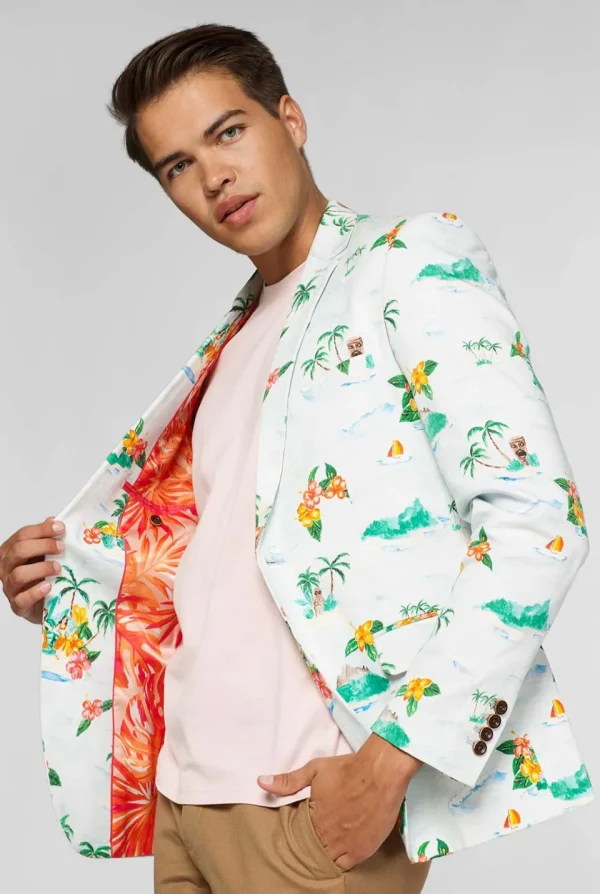 Men OppoSuits Deluxe Blazers^Tropical - Hawaiian - Aloha Blue