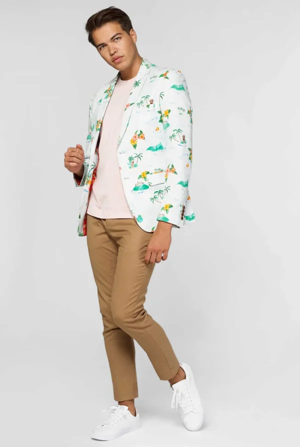 Men OppoSuits Deluxe Blazers^Tropical - Hawaiian - Aloha Blue