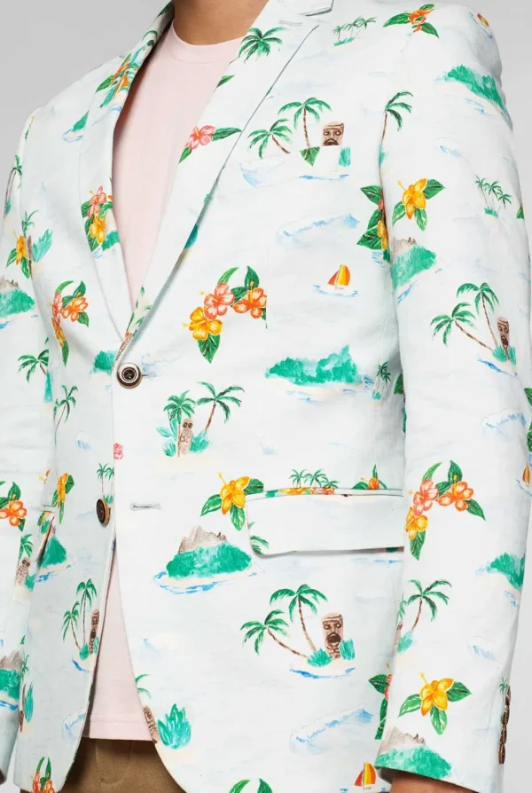 Men OppoSuits Deluxe Blazers^Tropical - Hawaiian - Aloha Blue