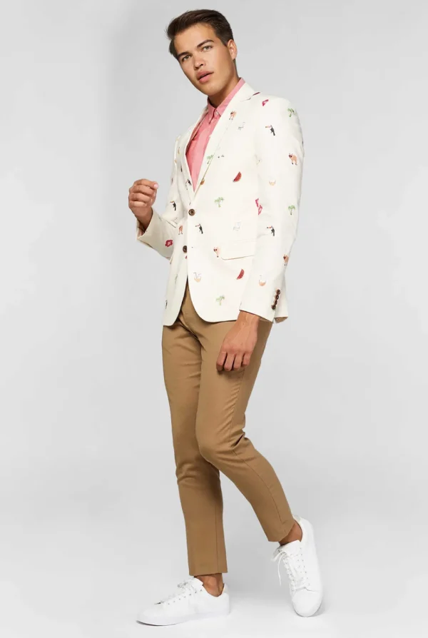 Men OppoSuits Deluxe Blazers^Tropical - Summer Icons - Off White