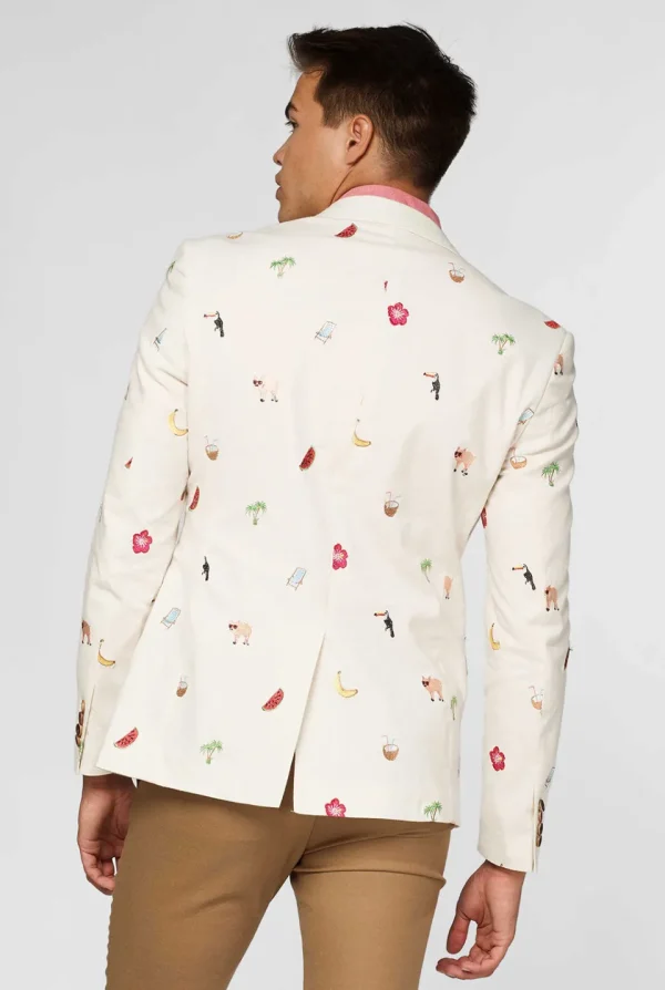 Men OppoSuits Deluxe Blazers^Tropical - Summer Icons - Off White