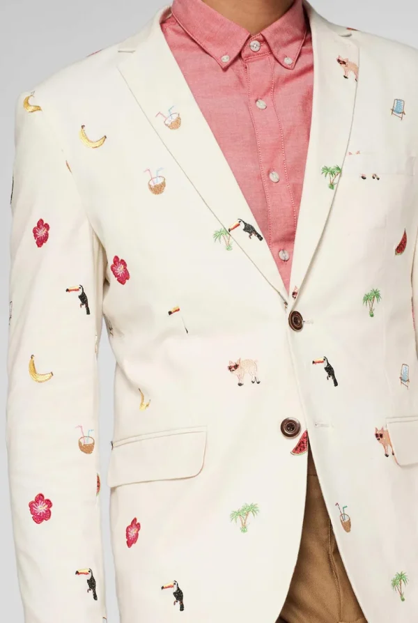 Men OppoSuits Deluxe Blazers^Tropical - Summer Icons - Off White