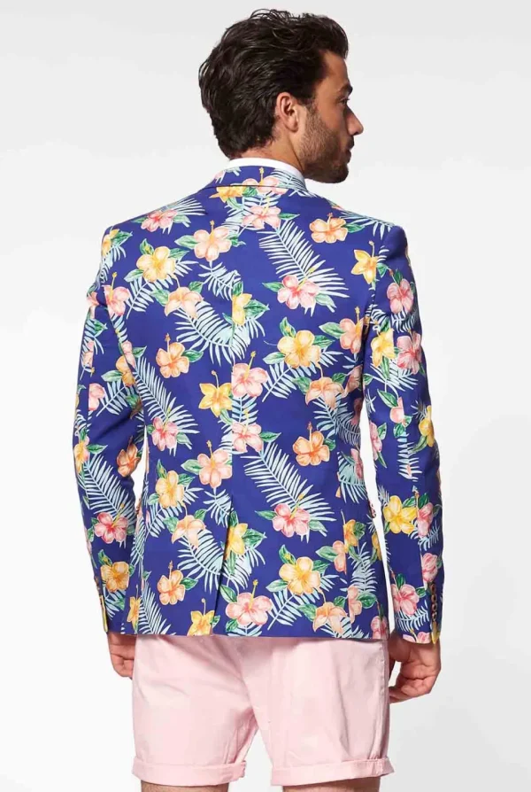 Men OppoSuits Deluxe Blazers^Tropical Flowers - Blue