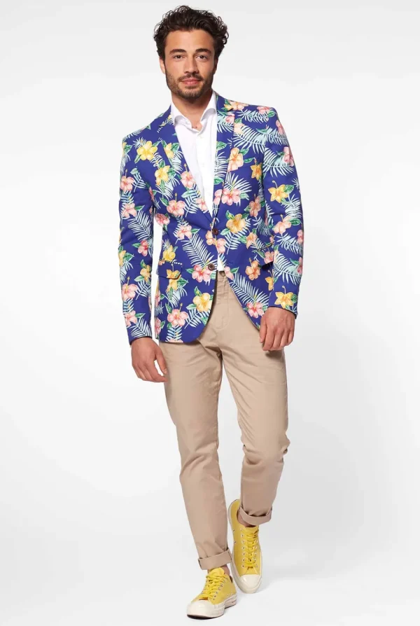 Men OppoSuits Deluxe Blazers^Tropical Flowers - Blue