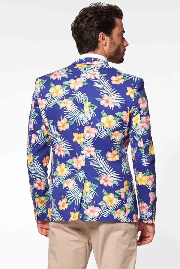 Men OppoSuits Deluxe Blazers^Tropical Flowers - Blue