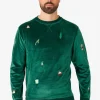 Men OppoSuits Christmas Sweaters^Velvet Green - Xmas Icons