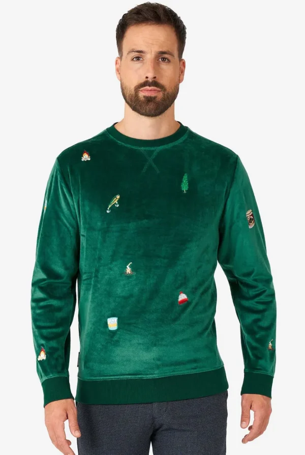 Men OppoSuits Christmas Sweaters^Velvet Green - Xmas Icons