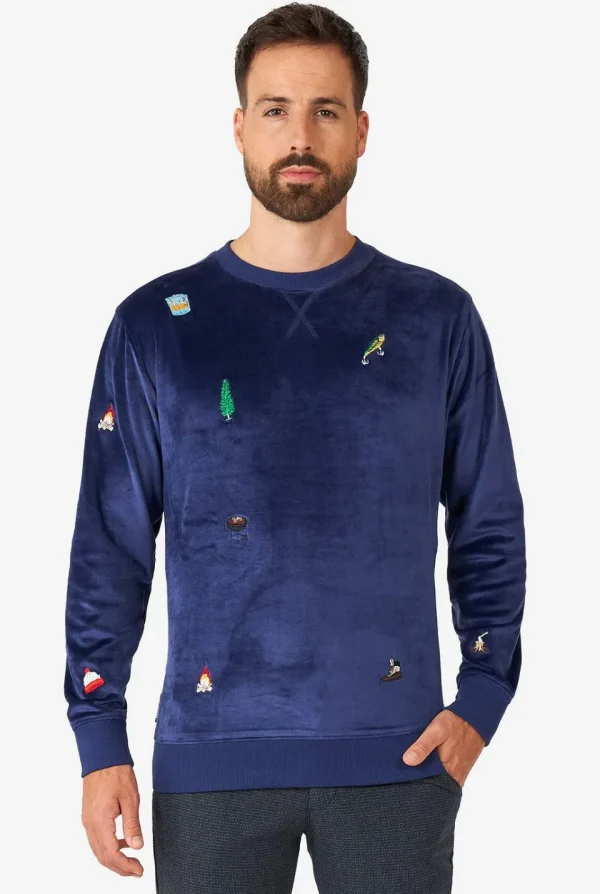 Men OppoSuits Christmas Sweaters^Velvet Navy - Xmas Icons