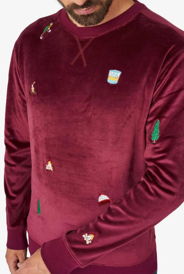 Men OppoSuits Christmas Sweaters^Velvet Red - Xmas Icons