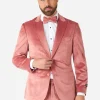 Men OppoSuits Christmas Tuxedos^Vintage Pink Velvet