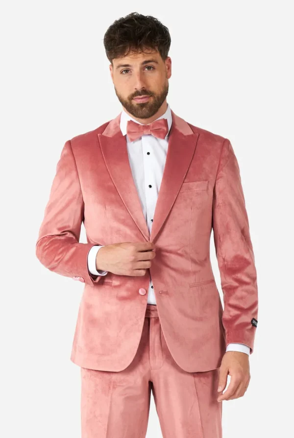 Men OppoSuits Christmas Tuxedos^Vintage Pink Velvet