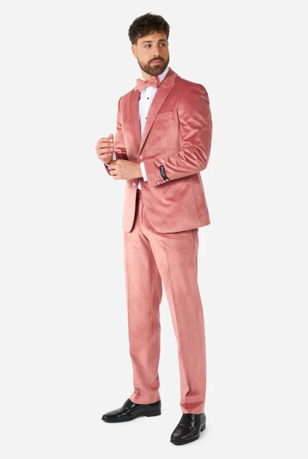 Men OppoSuits Christmas Tuxedos^Vintage Pink Velvet