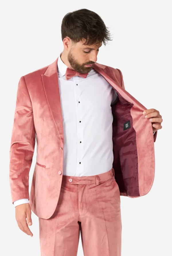 Men OppoSuits Christmas Tuxedos^Vintage Pink Velvet