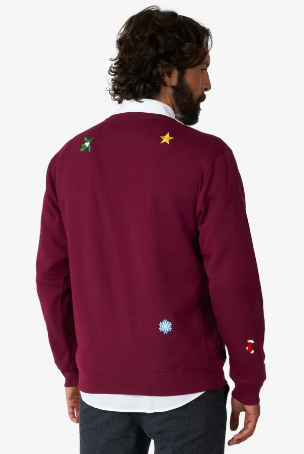 Men OppoSuits Christmas Sweaters^X-Mas Icons - Burgundy