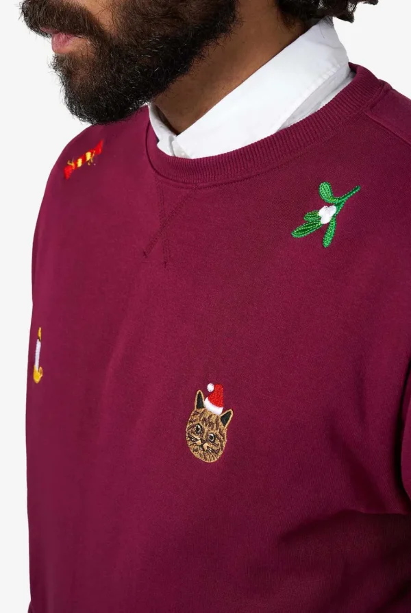 Men OppoSuits Christmas Sweaters^X-Mas Icons - Burgundy